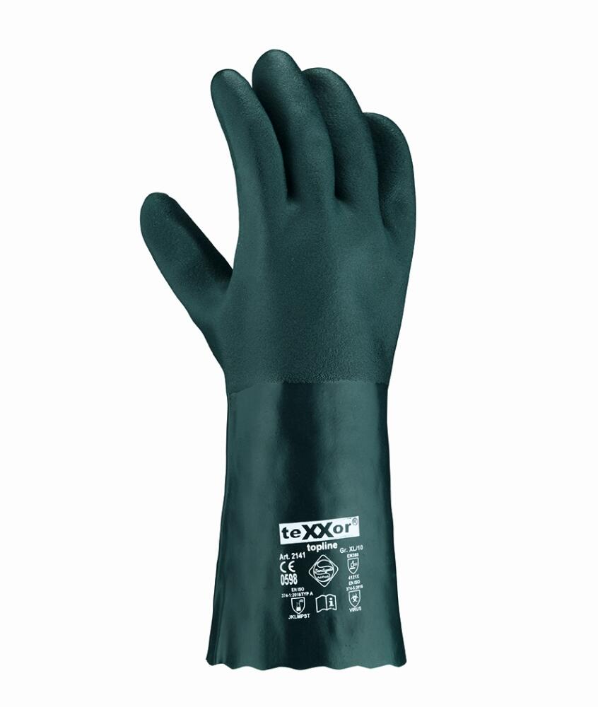 teXXor&reg; topline Chemikalienschutz-Handschuhe &prime;GR&Uuml;N&prime;, L&auml;nge 350 mm, St&auml;rke 1,4 mm