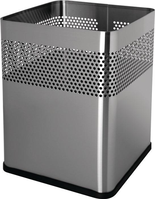 Papierkorb aus Edelstahl, Lochraster, silber, 18 l HELIT