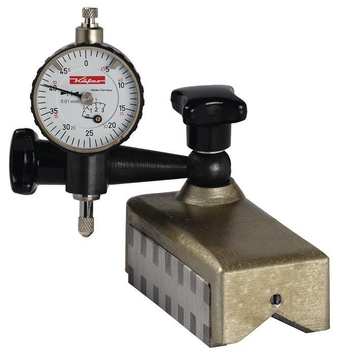 Magnethalter R.35mm, 180 N Haftkraft, für Messuhren, prismatische Sohle, zusätzliche Haftflächen