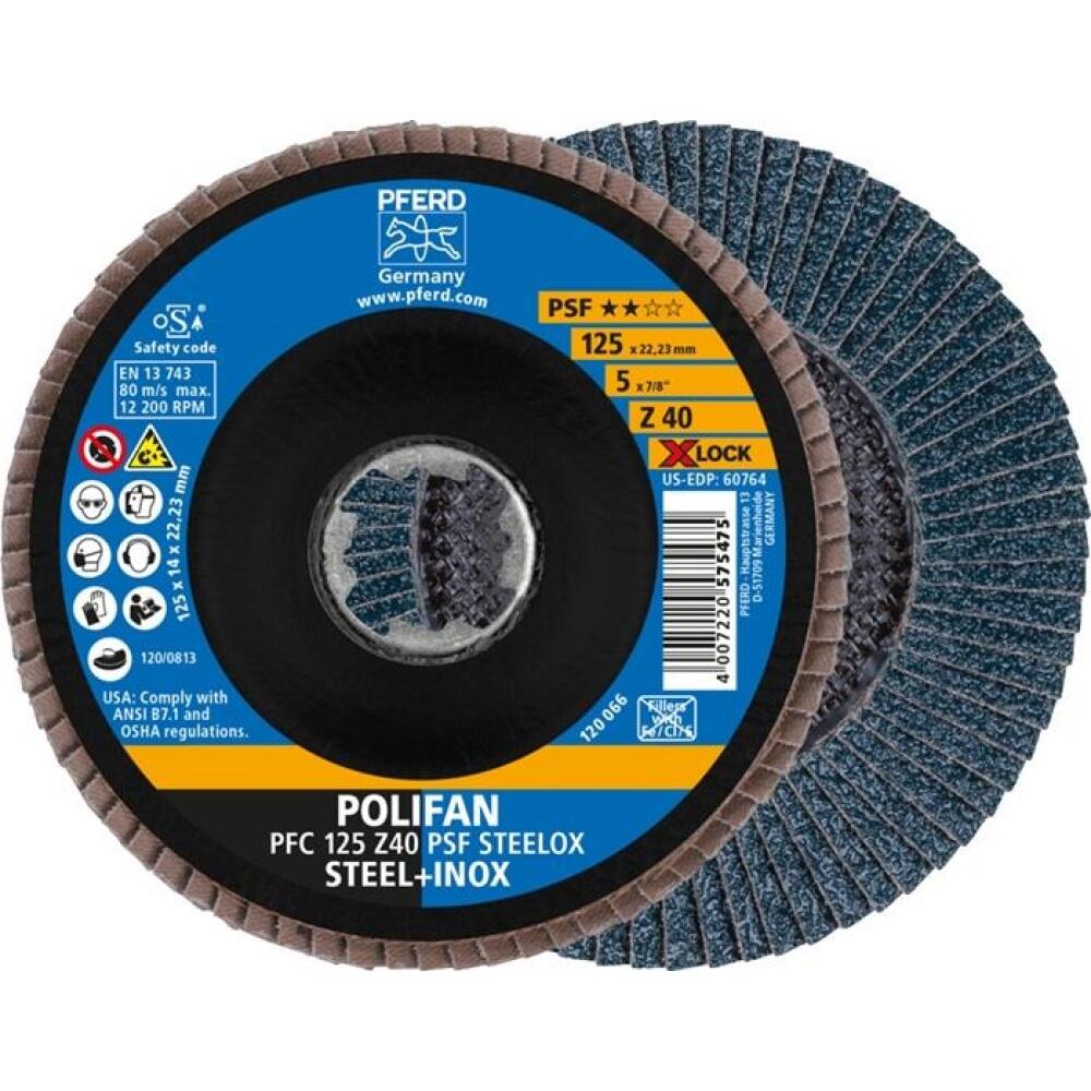 F&auml;cherscheiben X-LOCK PSF Z STEELOX 125mm, Zirkonkorund Z, K.40, K.60, K.80, f&uuml;r Stahl, INOX
