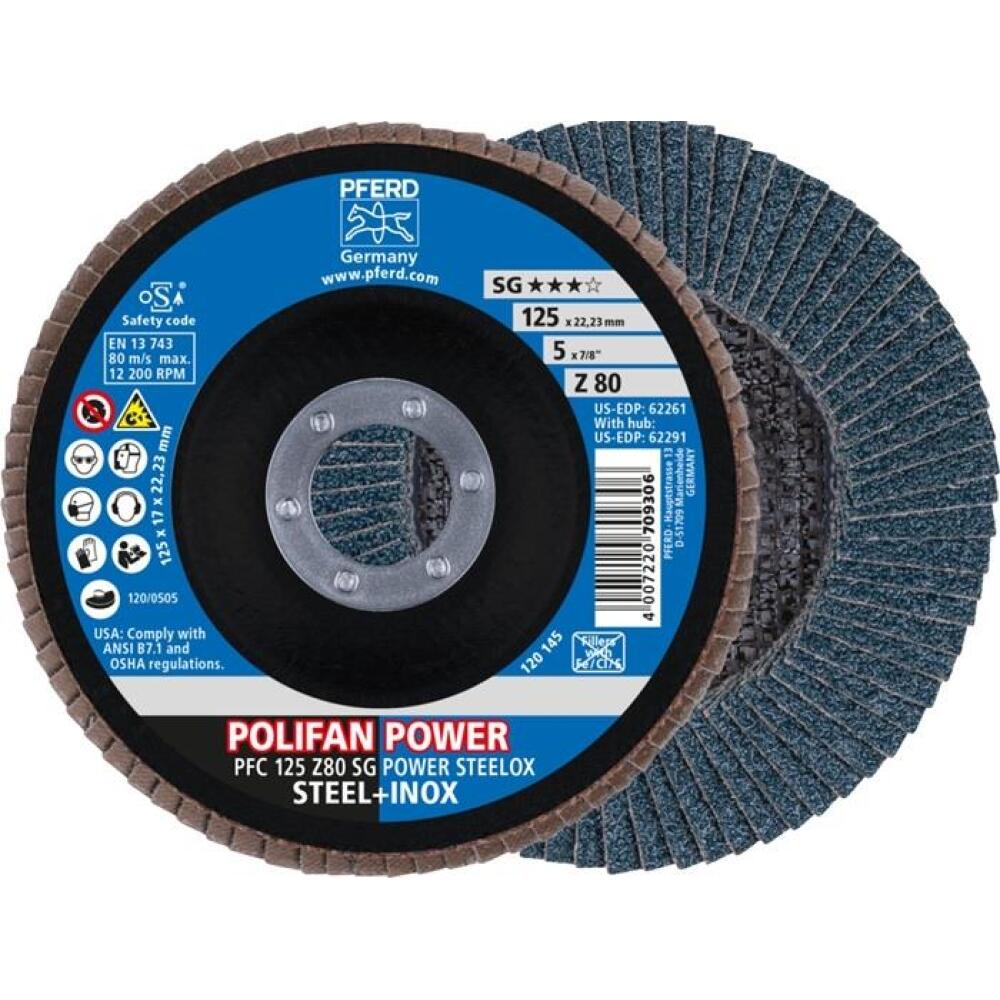 F&auml;cherscheibe POWER STEELOX 125mm K.80 INOX ZK Z, Zirkonkorund, f&uuml;r Stahl, Edelstahl, 10 Stk