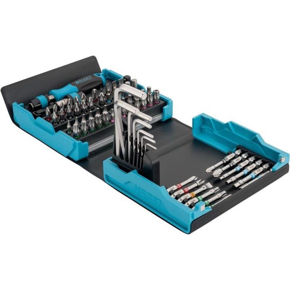 HAZET Bitsortiment SmartCase 2200SC-1, 69-tlg. Schlitz, PH, PZD, 6Kt., TX, farbcodiert