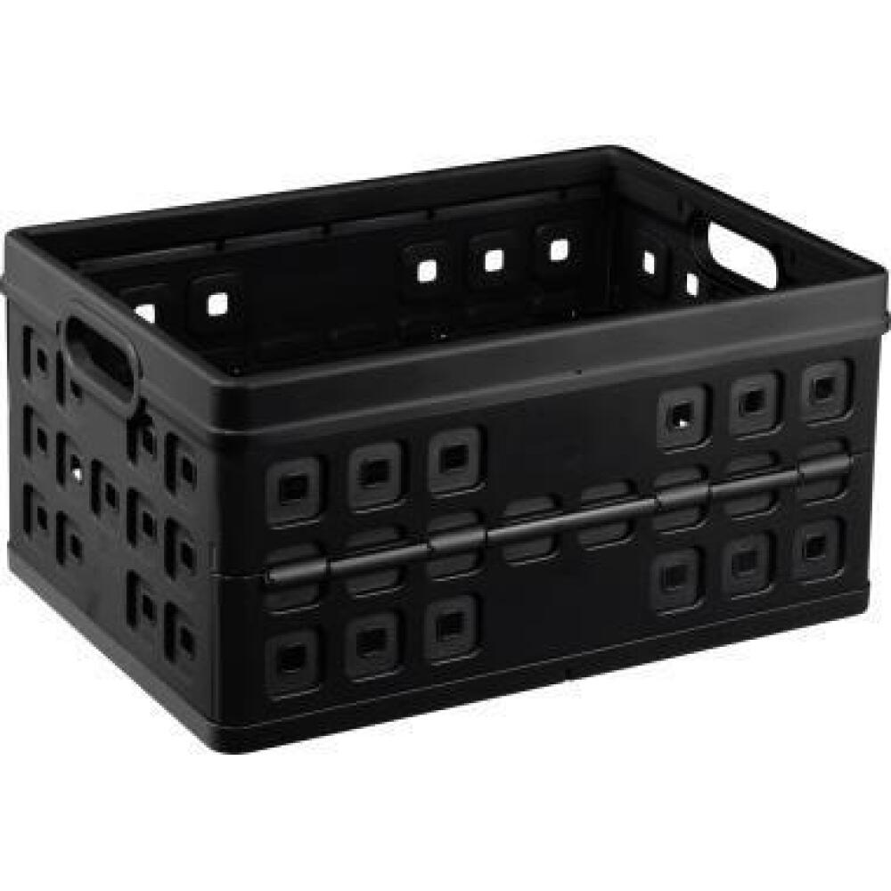 Sunware Klappbox Square 46l, stapelbar, schwarz, Kunststoff, mit Griffmulde, platzsparend