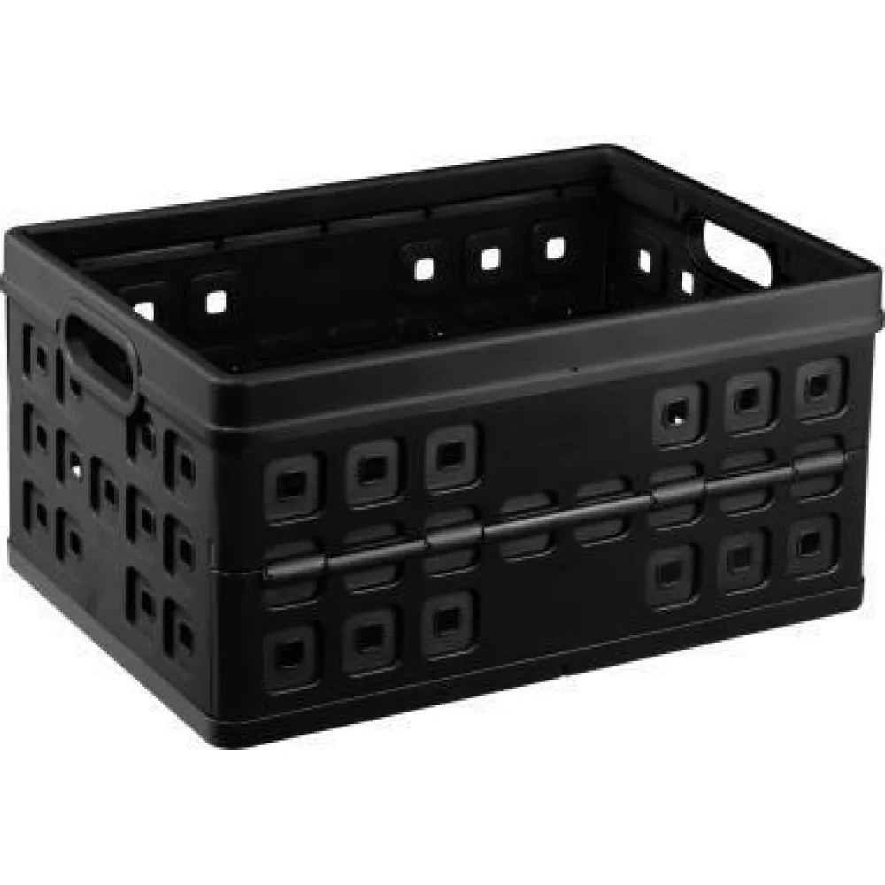Sunware Klappbox Square 46l, stapelbar, schwarz, Kunststoff, mit Griffmulde, platzsparend