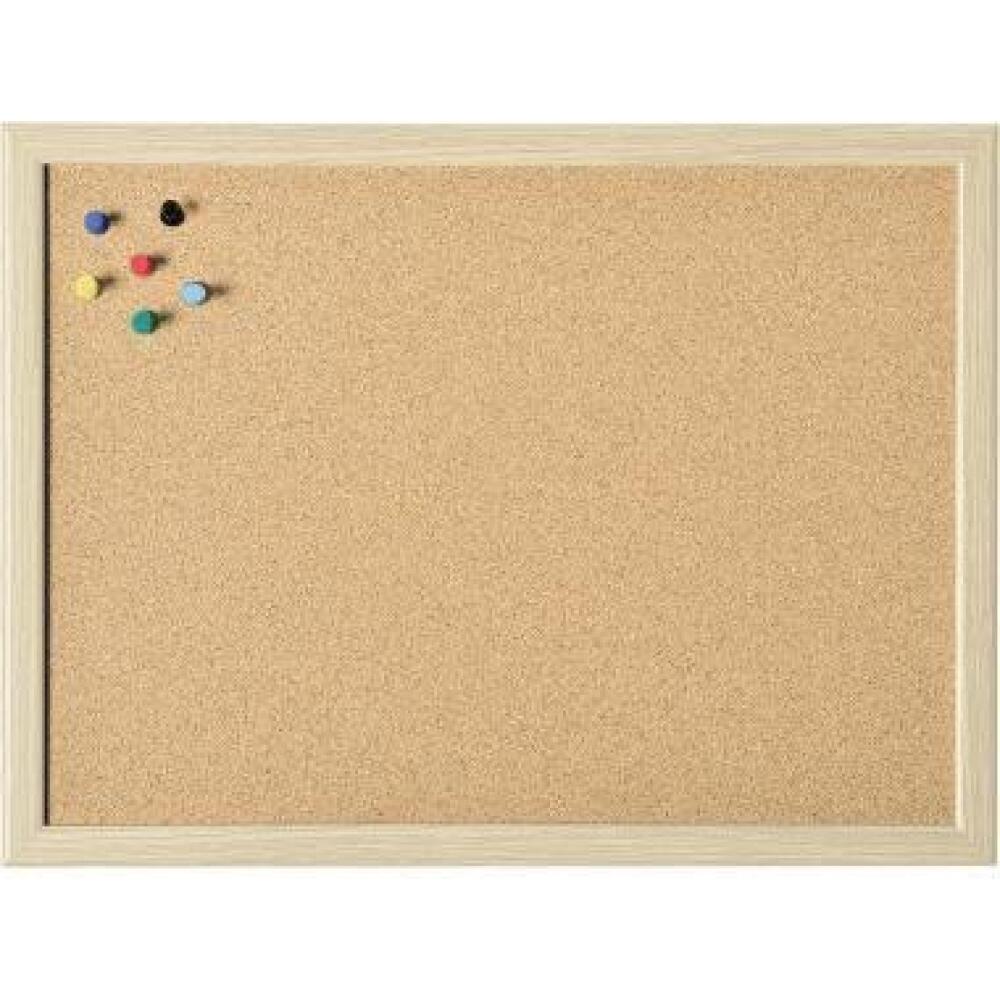 magnetoplan Korktafel 80x60cm braun, Pinnwand f&uuml;r Fotos, Notizen, inkl. Pinnnadeln, Kiefernholz