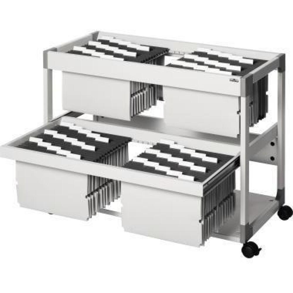 DURABLE H&auml;ngemappenwagen TROLLEY 200 MULTI DUO lichtgrau, 2 H&auml;ngevorrichtungen, Teleskopschienen