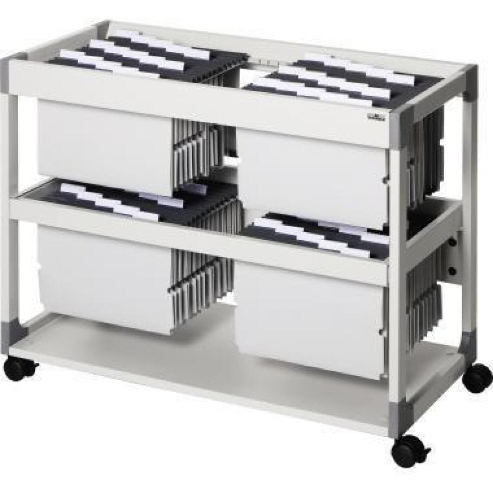 DURABLE H&auml;ngemappenwagen TROLLEY 200 MULTI DUO lichtgrau, 2 H&auml;ngevorrichtungen, Teleskopschienen