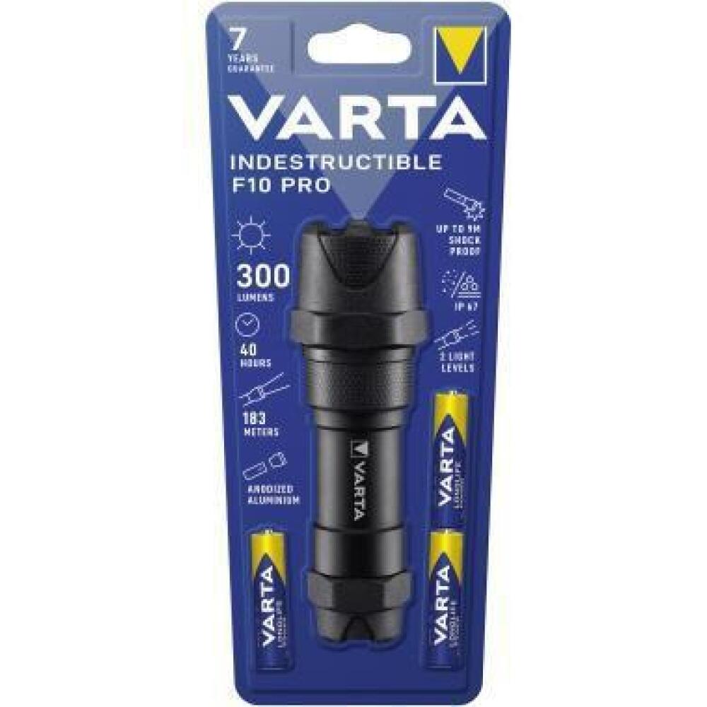 Varta Indestructible F10 Pro LED Taschenlampe, 6W, IP67, 300lm, spritzwassergesch&uuml;tzt, sto&szlig;fest