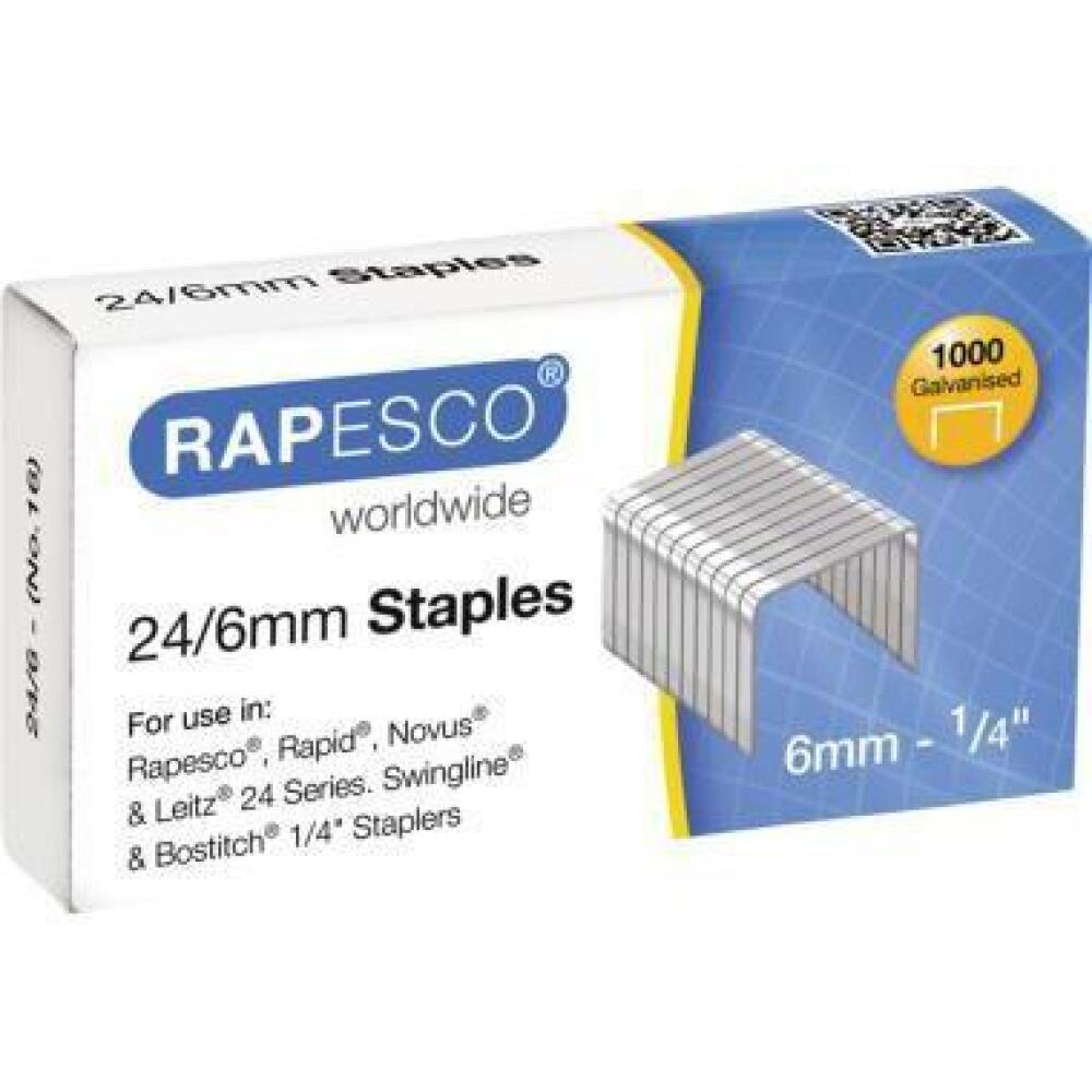 RAPESCO Heftklammern 24/6 verzinkt, 1.000 St&uuml;ck, Premiumqualit&auml;t f&uuml;r pr&auml;zises Heften