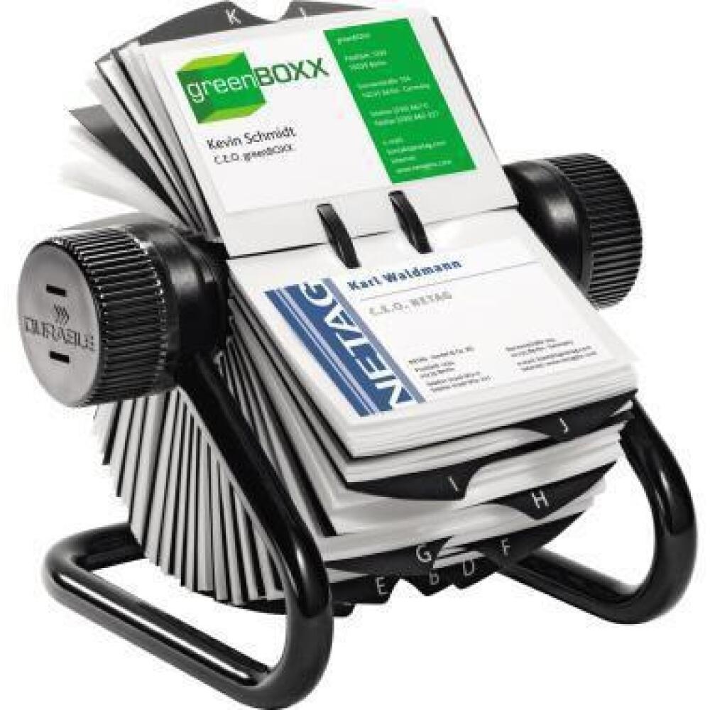 DURABLE Rollkartei VISIFIX, schwarz, f&uuml;r 400 Visitenkarten, beidseitig verwendbar, A-Z Register
