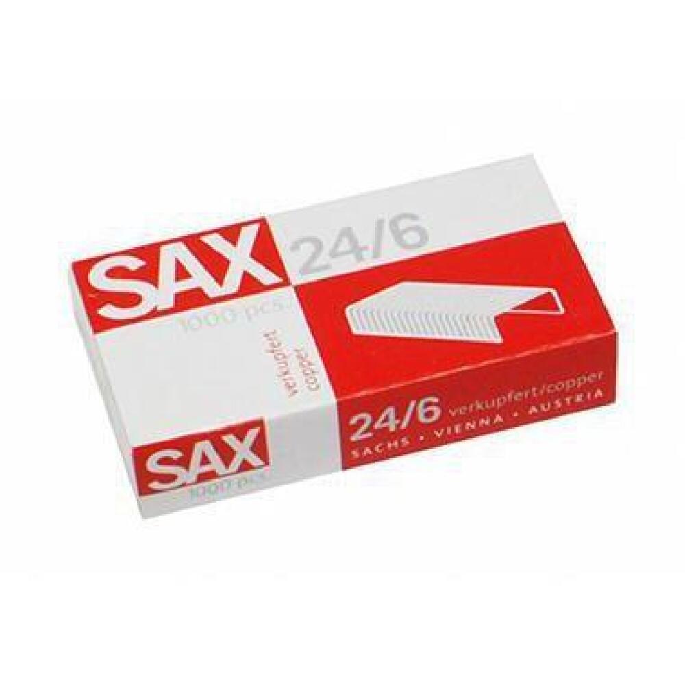 SAX Heftklammern 24/6, verkupfert oder verzinkt, 1.000 St./Pack, Metall, B&uuml;robedarf