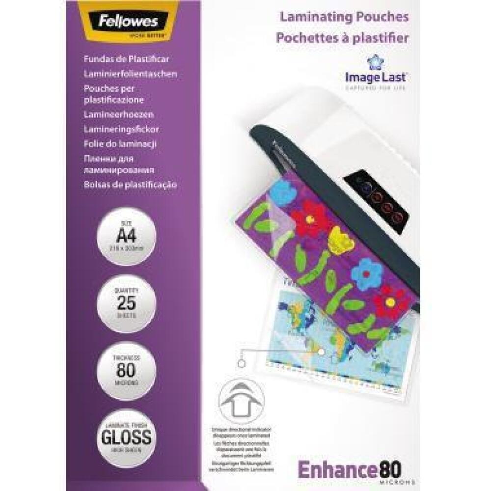 Fellowes Laminierfolie ImageLast 80&mu;m DIN A4, 25 St., gl&auml;nzend, transparent, f&uuml;r alle Laminierger&auml;te
