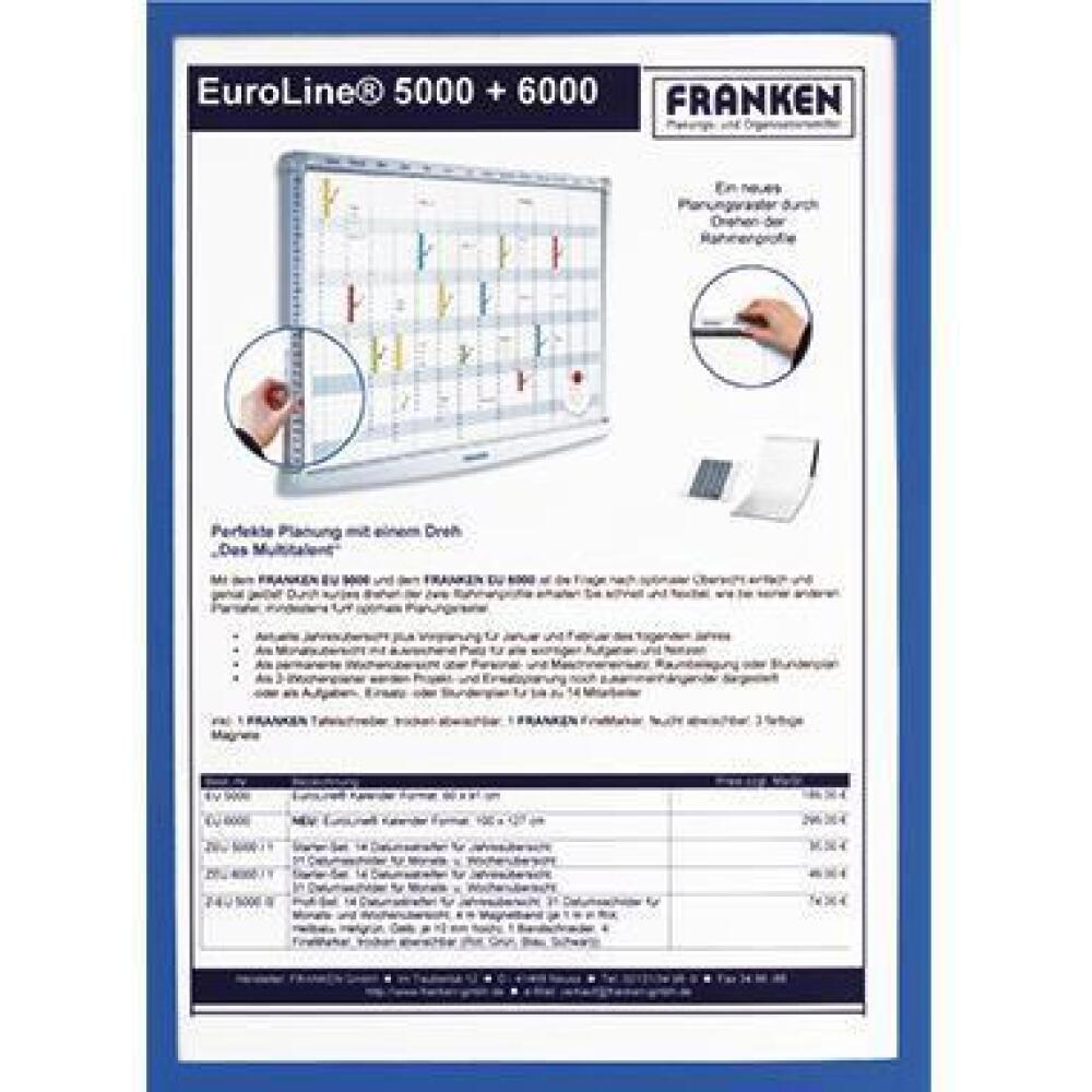 Franken Dokumentenhalter Frame It X-tra Line DIN A4, blau, rot, grau, gr&uuml;n, matt, magnetisch