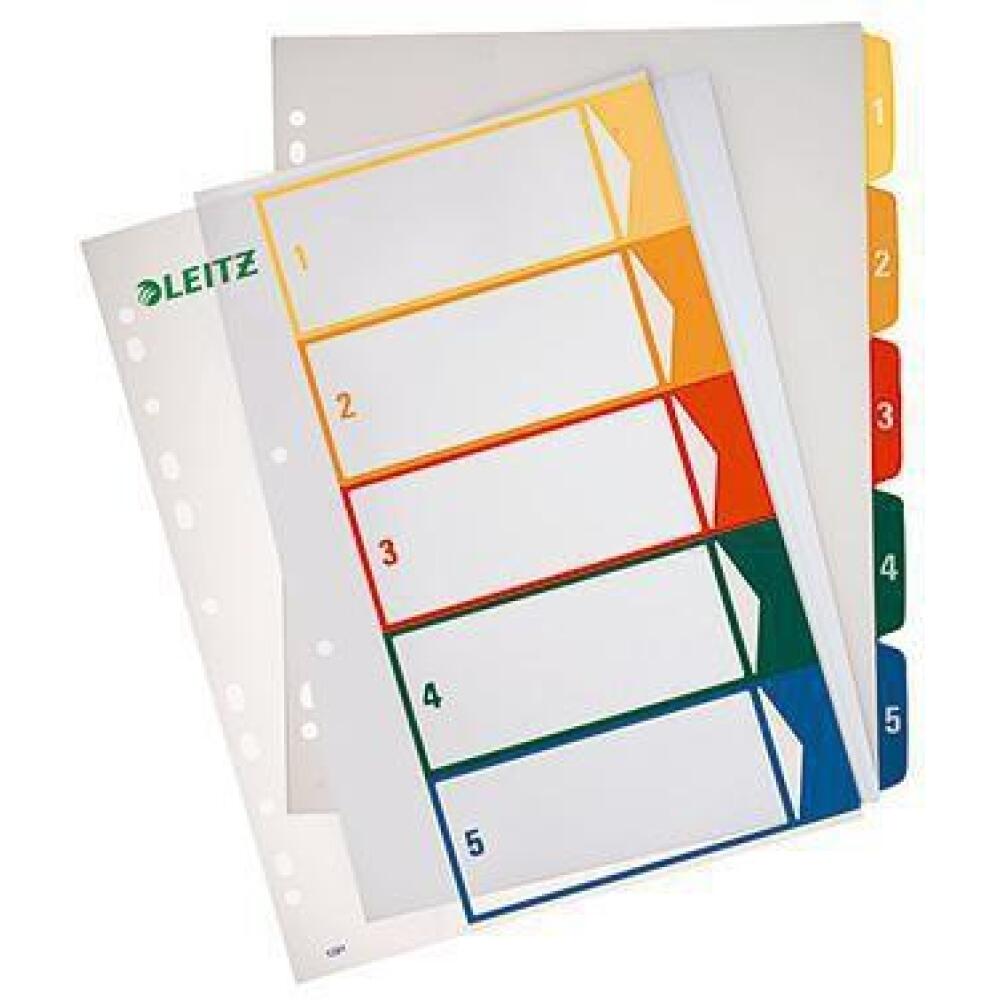 Leitz Register DIN A4 1-5 bis 1-20, volle H&ouml;he, PP farbig/transparent, beschriftbar mit Easyprint