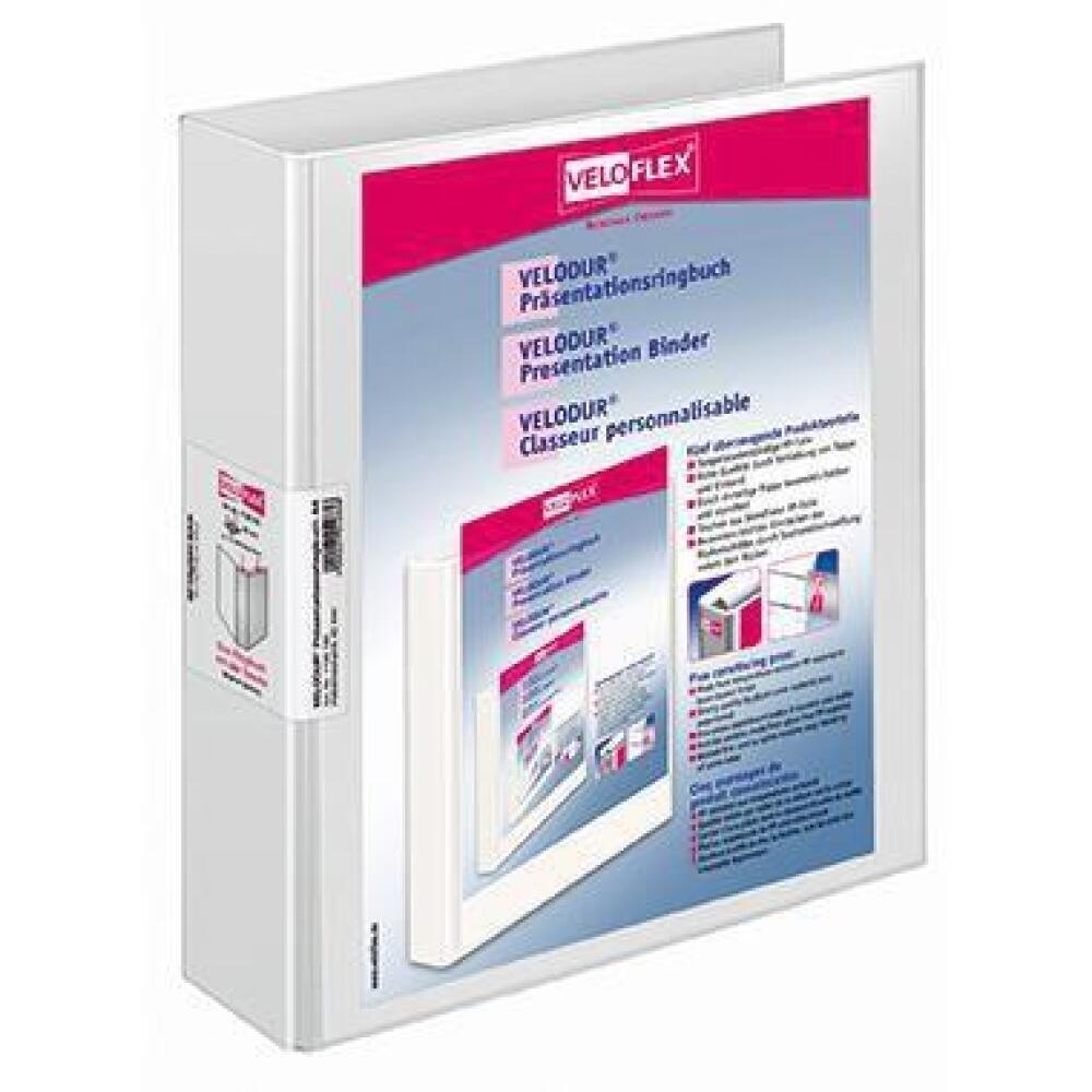 Veloflex Pr&auml;sentationsringbuch VELODUR 60mm, DIN A4, wei&szlig;, 2 Ringe, Einstecktasche, Made in Germany