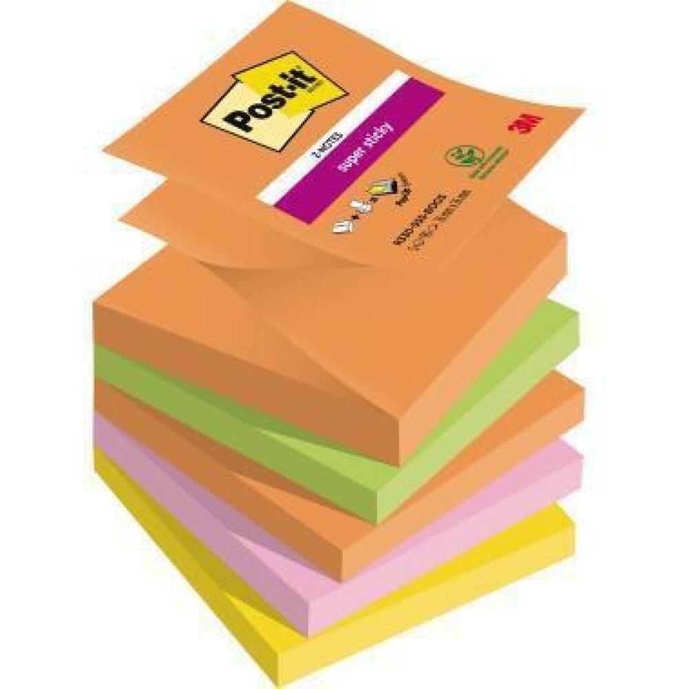 Post-it Super Sticky Z-Notes Boost Collection, 76x76mm, 90Blatt, 5 Farben, 5 Bl&ouml;cke
