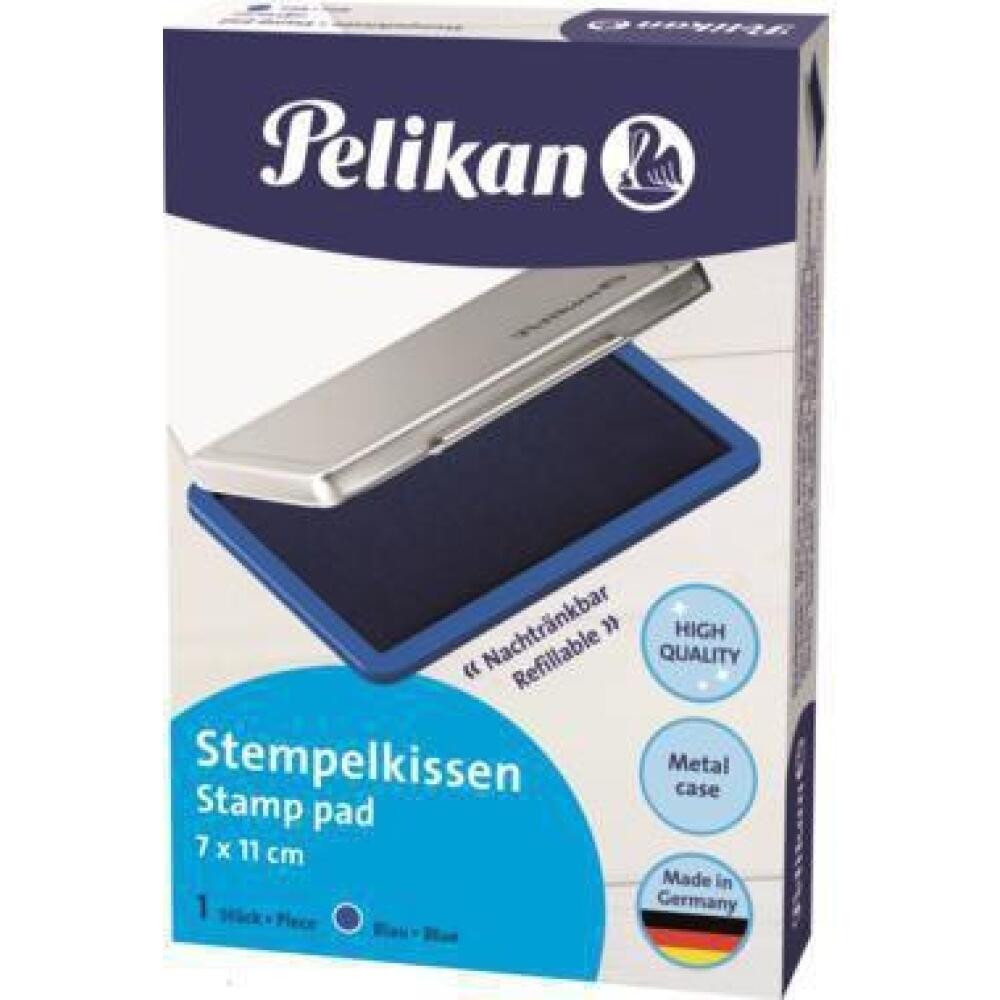 Pelikan Stempelkissen 7x11cm, Metallic-Geh&auml;use, blau, rot, gr&uuml;n, schwarz, nachf&uuml;llbar