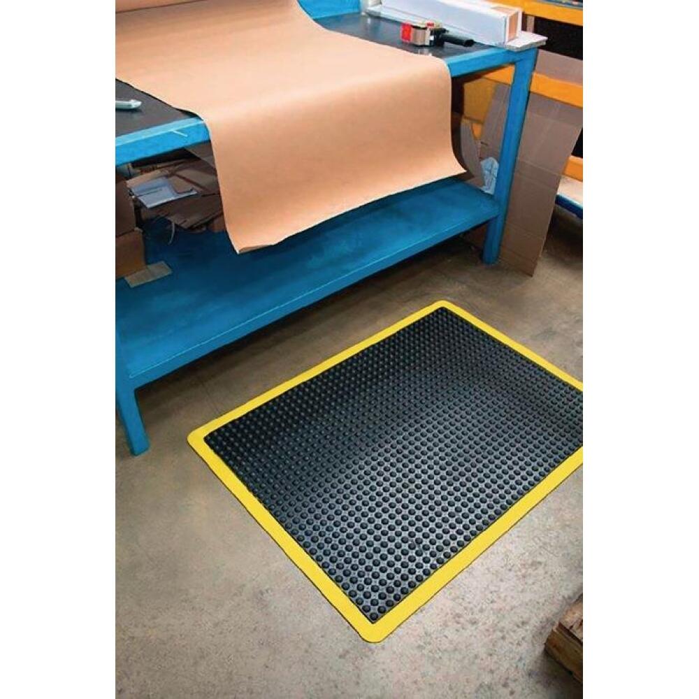 COBA Arbeitsplatzbodenbelag Fertigmatte schwarz/gelb, genoppte Oberfl&auml;che, 14mm, 900x600mm oder 1200x900mm