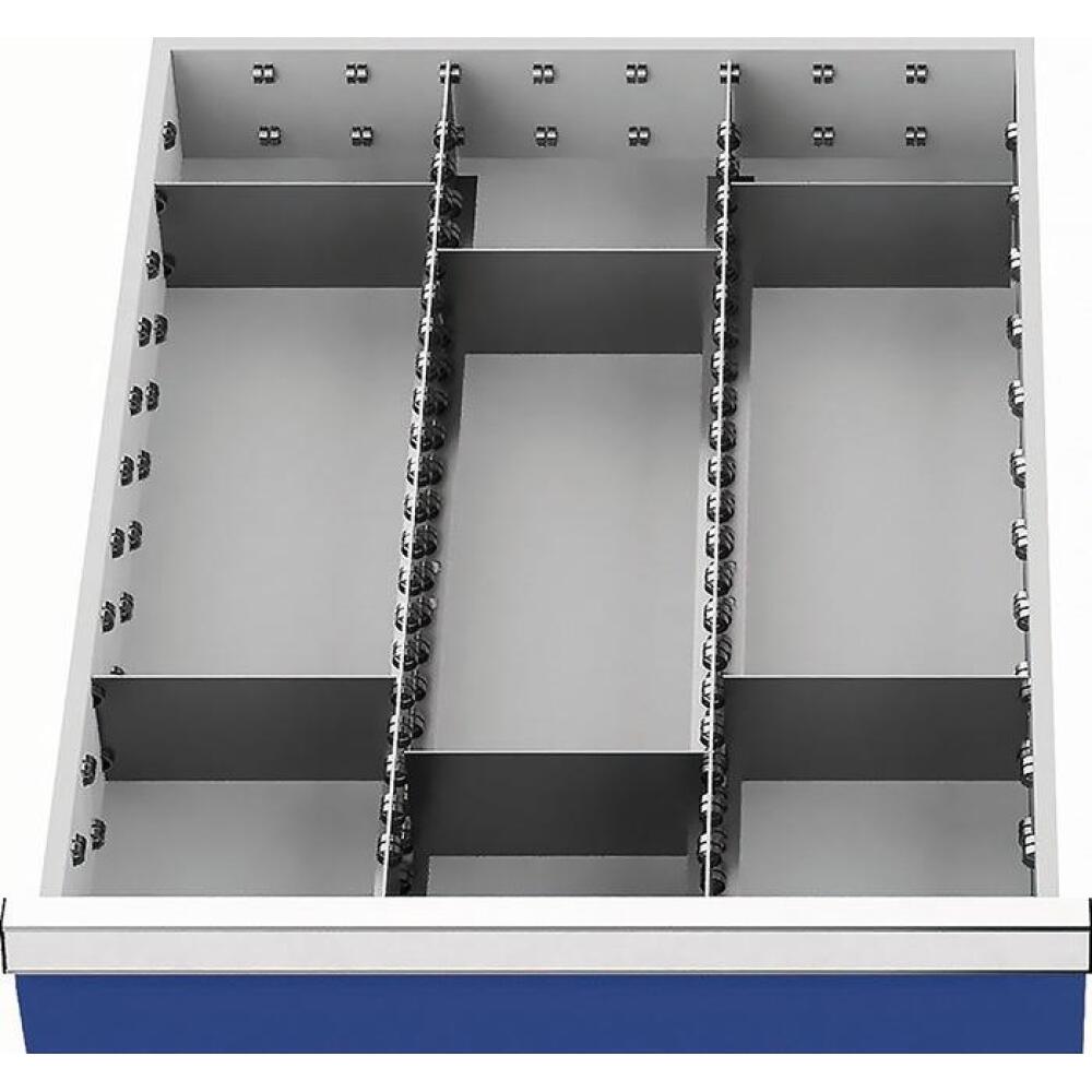 Schubladenunterteilung 450mm, 2 L&auml;ngs-/6 Querteiler, Front-H.150mm oder 200mm, f&uuml;r Werkb&auml;nke