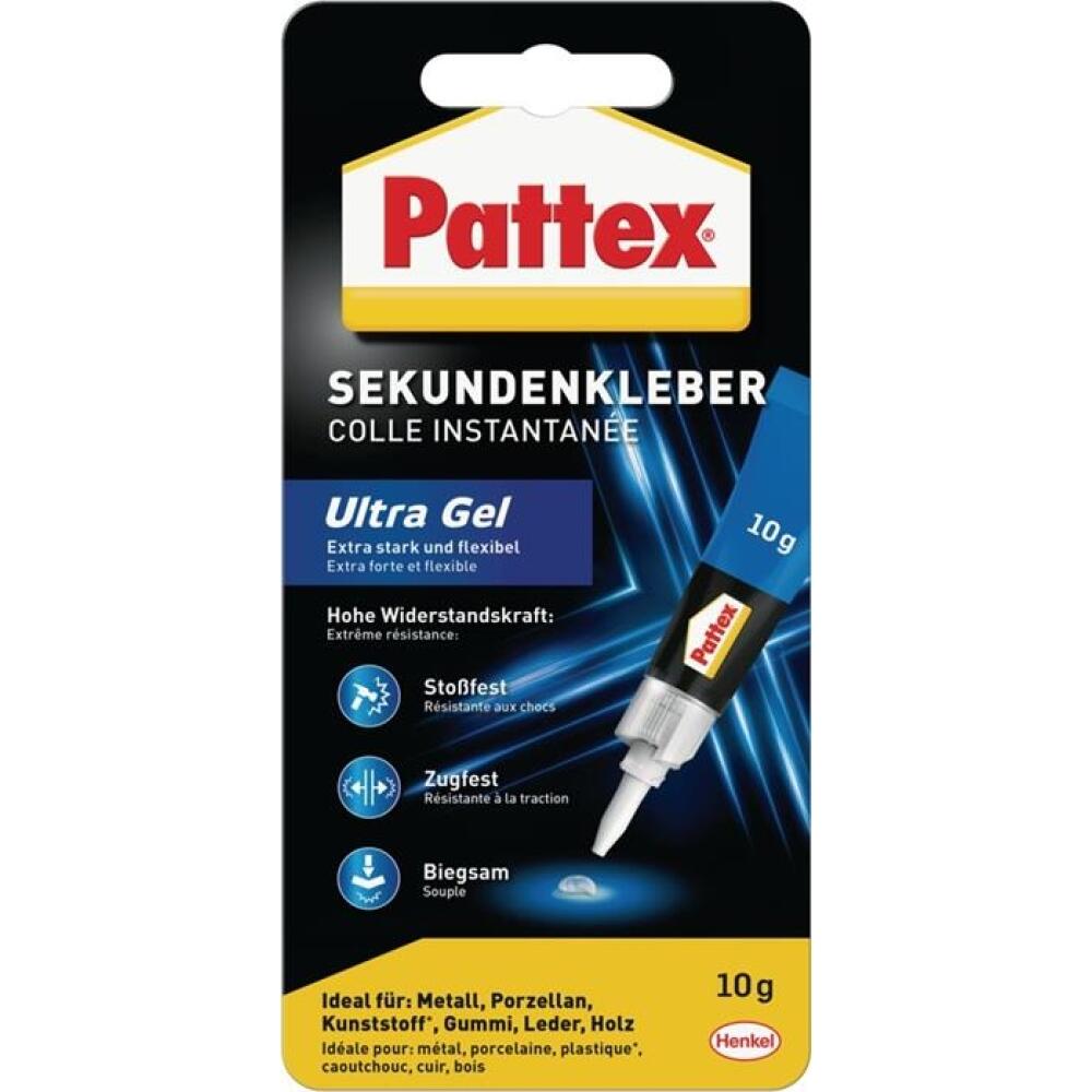 Pattex Sekundenkleber Ultra Gel 10g, 3g, oder MINI-TRIO 3x1g, farblos, tropffrei, wasserfest