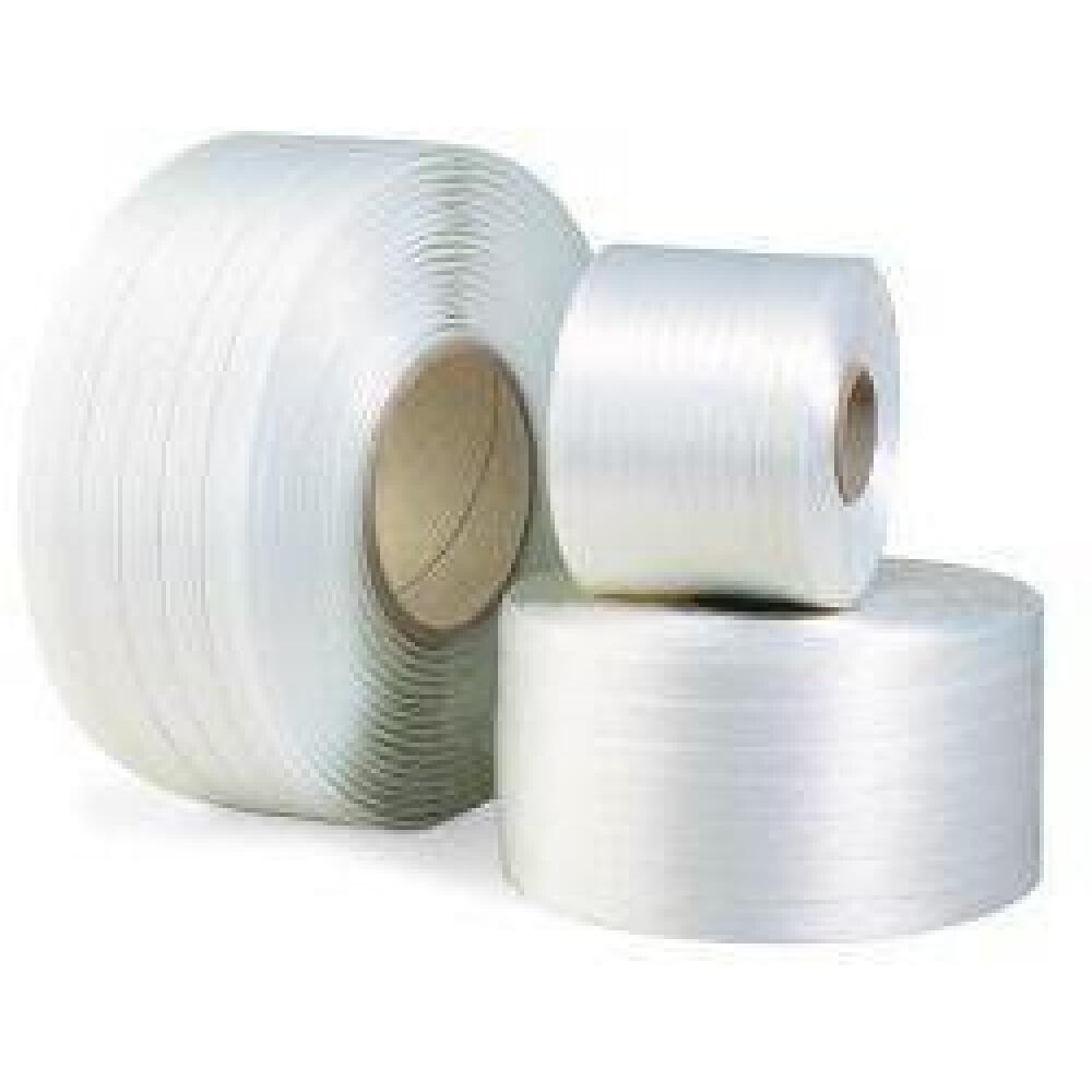 Umreifungsband TRANSPAK 16mm, 19mm, 25mm, 600m, 450m, wei&szlig;, Polyester, hohe Rei&szlig;festigkeit