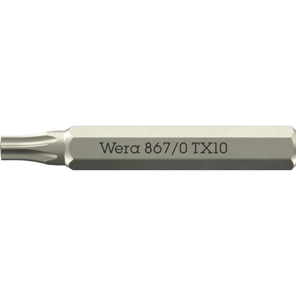 WERA Bit 867/0 Micro TX 1-8, 30mm, f&uuml;r Innen-Torx(r) Schrauben, 10 St&uuml;ck, z&auml;hhart, 4mm Sechskant