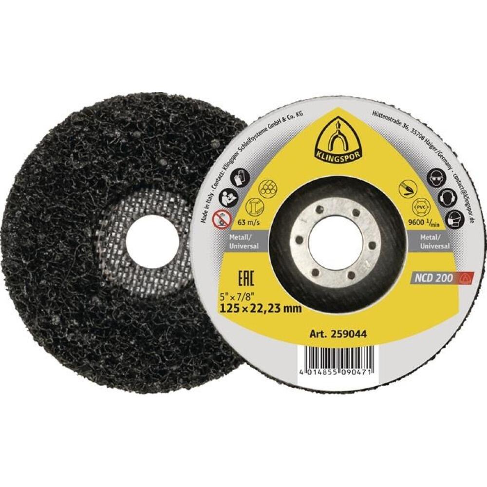 Grobreinigungsscheibe NCD 200 &oslash;115mm oder &oslash;125mm, Bohrung 22,23mm, KLINGSPOR, 5 Stk