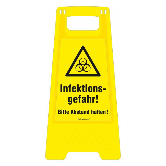 Warnaufsteller Infektionsgefahr/Abstand, Höhe 610 mm, versch. Aufdrucke - Modellbeispiel: