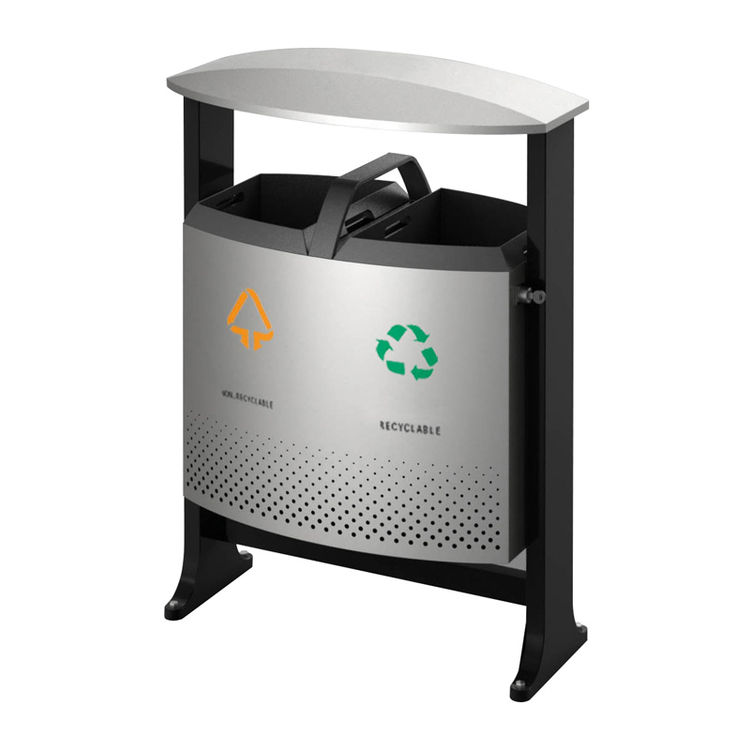 Abfallbehälter -Recycling- EKO, 78 Liter aus Stahl, feuerfest, wahlweise mit Batteriefach