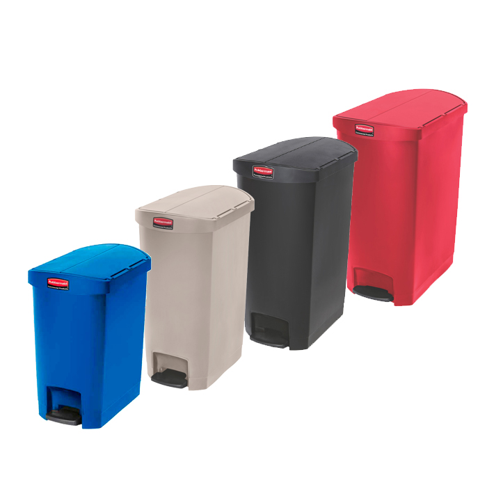 Abfallbehälter -Slim Jim Step-On- Rubbermaid, 30-90 Liter aus Kunststoff, Pedal an Schmalseite