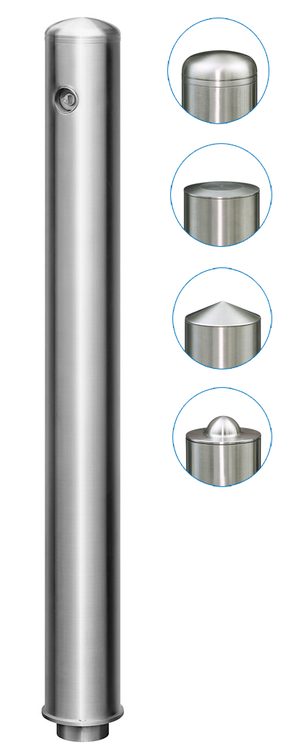 Absperrpfosten -Acero Quick Turn- ø 76 mm aus Edelstahl (V2A), herausnehmbar, versch. Kopfformen