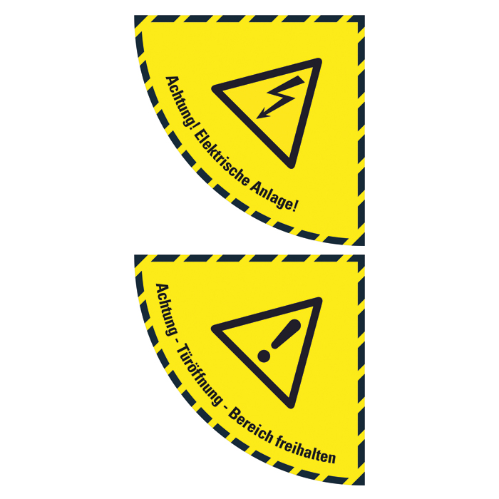 Boden-Sicherheitskennzeichen -Warnschild- aus Folie, selbstklebend, Rutschkl. R10, Viertelkreis