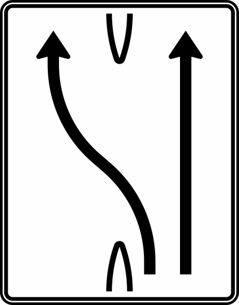 Verkehrszeichen 501-16 StVO, Überleitungstafel