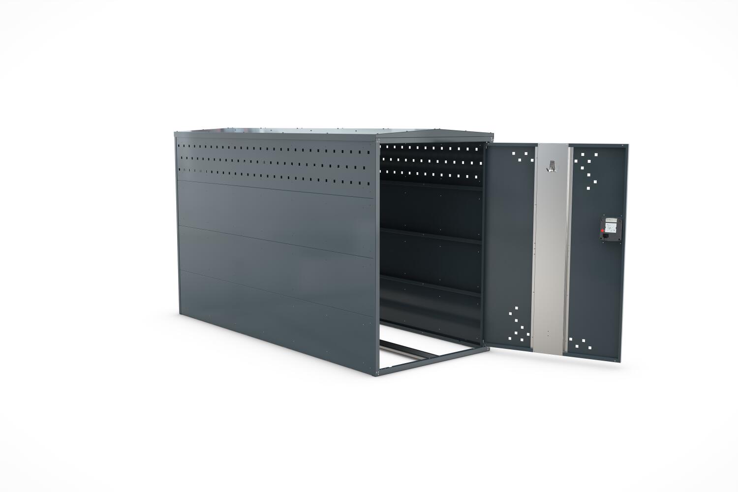 BikeBox 1 G, Flachdach, aus Stahlblech, modulare Bauweise