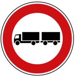 Verkehrszeichen 257-57 StVO, Verbot für Lastkraftwagen mit Anhänger