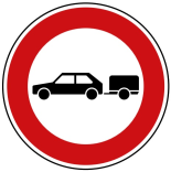 Verkehrszeichen 257-56 StVO, Verbot für Personenkraftwagen mit Anhänger