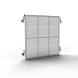 Kurven-Element für Bühnengitter aus Stahl, silber, Länge 1090 mm, mit Kabeldurchführung, stufenlose 