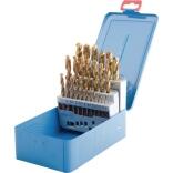 Spiralbohrersatz 19tlg, HSS TiN-beschichtet, DIN 338 Typ N, Ø 1-10mm, Metallkassette