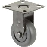 Bockrolle 50mm oder 75mm, Gummi, Kugellager, 60x60mm, BS Rollen, schwarz, mit Plattenbefestigung