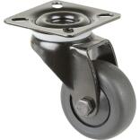 Lenkrolle D.50mm oder D.75mm, Tragfähigkeit 50kg oder 75kg, mit Plattenbefestigung, schwarz