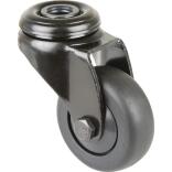 Lenkrolle D.50mm oder D.75mm, Tragfähigkeit 50kg oder 75kg, mit Rückenloch, Gummi schwarz, BS Rollen