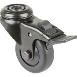 Lenkrolle mit Totalfeststeller, Gummi schwarz, 50mm oder 75mm, Tragfähigkeit 50kg oder 75kg