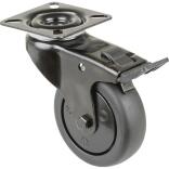 Lenkrolle mit Totalfeststeller, 50mm oder 75mm, Tragfähigkeit 50kg oder 75kg, schwarz, BS Rollen