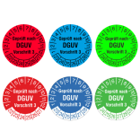Prüfplaketten mit Jahresfarbe (6 Jahre), 2022 / 2027 - 2024 / 2029, nach DGUV Vorschrift 3, Rolle