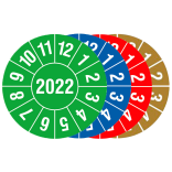 Prüfplaketten mit Schutzlackierung, mit Jahresfarbe (1 Jahr), 2022-2025, Jahreszahl 4-stellig