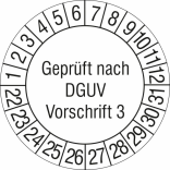 Prüfplaketten ohne Jahresfarbe (10 Jahre), nach DGUV Vorschrift 3, 2022 / 2031 - 2025 / 2034, Bogen