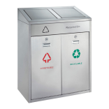Recyclingstation -P-Bins 119- 42 Liter aus Edelstahl, mit 2 Einwurfklappen