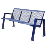 Sitzbank -Angle- mit Rückenlehne, aus Stahl, Sitz- und Rückenfläche aus Drahtgitter, mobil