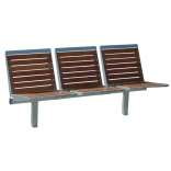 Sitzbank -Elegant- mit Rückenlehne, aus Flachstahl, Sitz- und Rückenfläche in PAG-Holz
