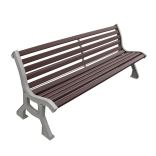 Sitzbank -Lubo- mit Rückenlehne, aus Stahl, Sitz- und Rückenfläche aus Holz, zum Aufdübeln